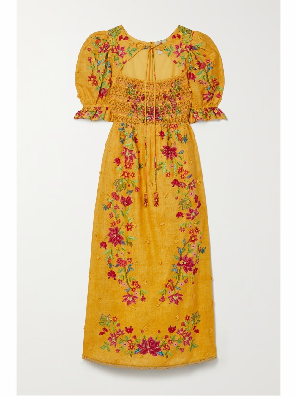 FARM Rio Flower Dream Floral Smocked Maxi Dress Yellow M - Picture 2 of 8